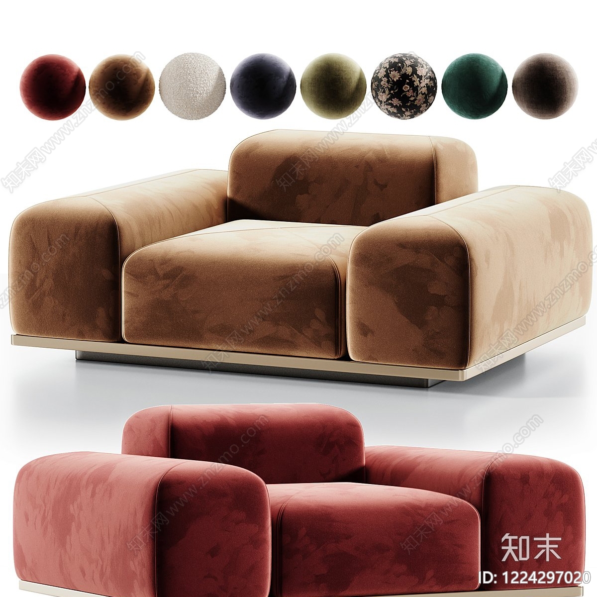 轻奢单人沙发3D模型下载【ID:1224297020】
