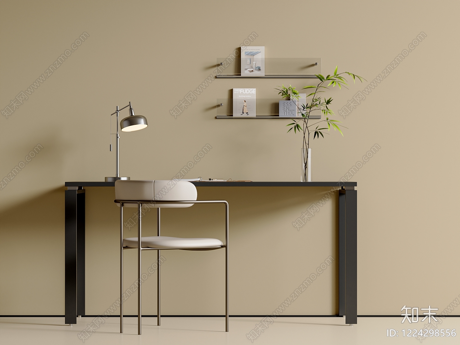 极简书桌椅3D模型下载【ID:1224298556】
