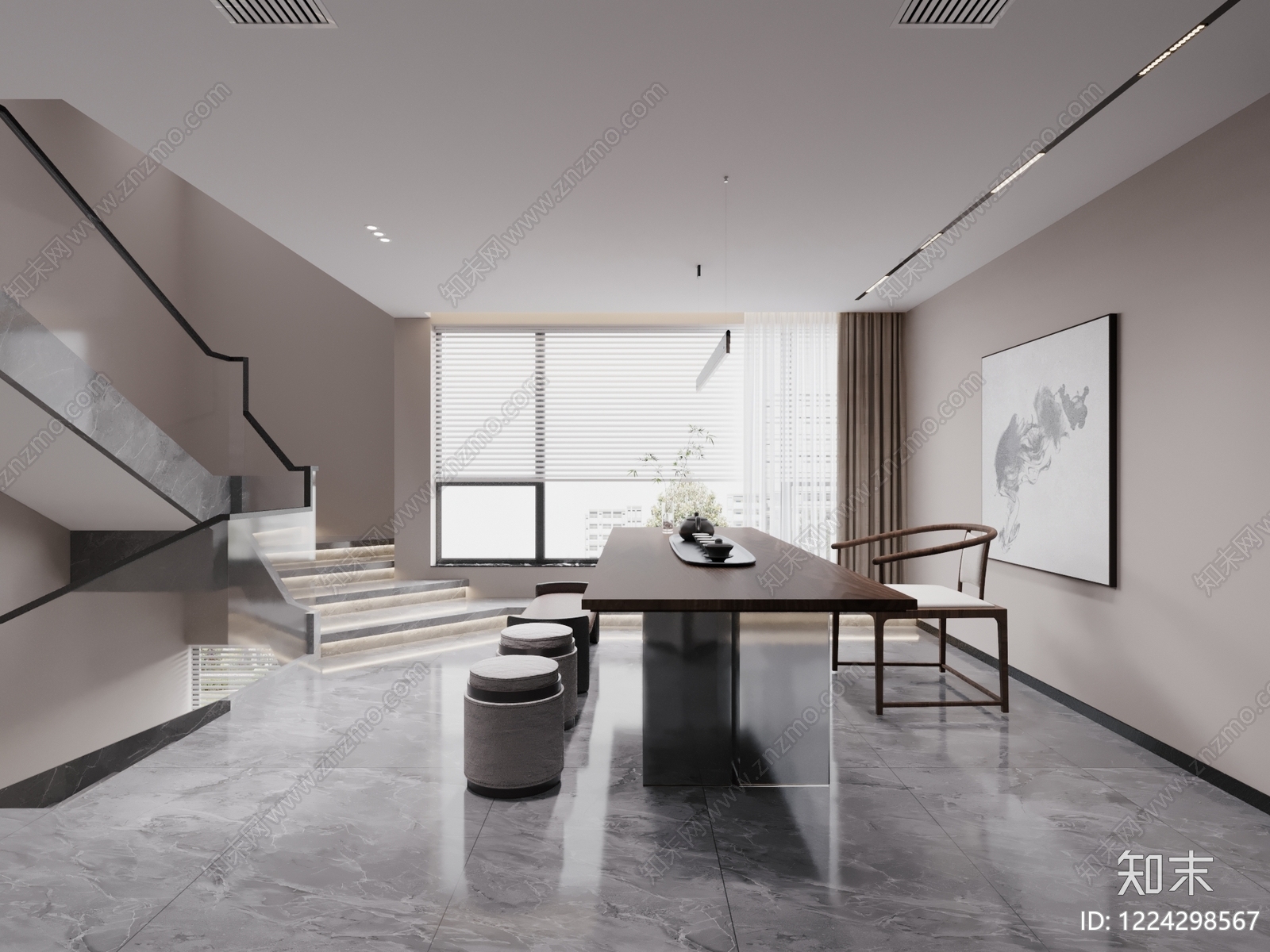 新中式茶室3D模型下载【ID:1224298567】
