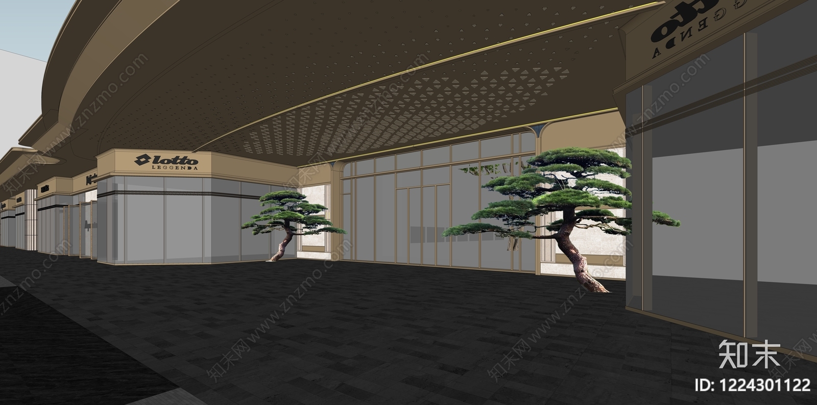 新中式商业街SU模型下载【ID:1224301122】