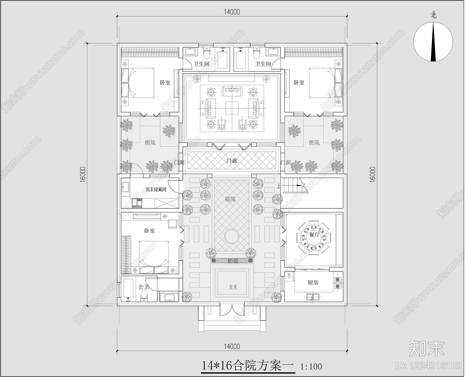 四合院cad施工图下载【ID:1224318159】