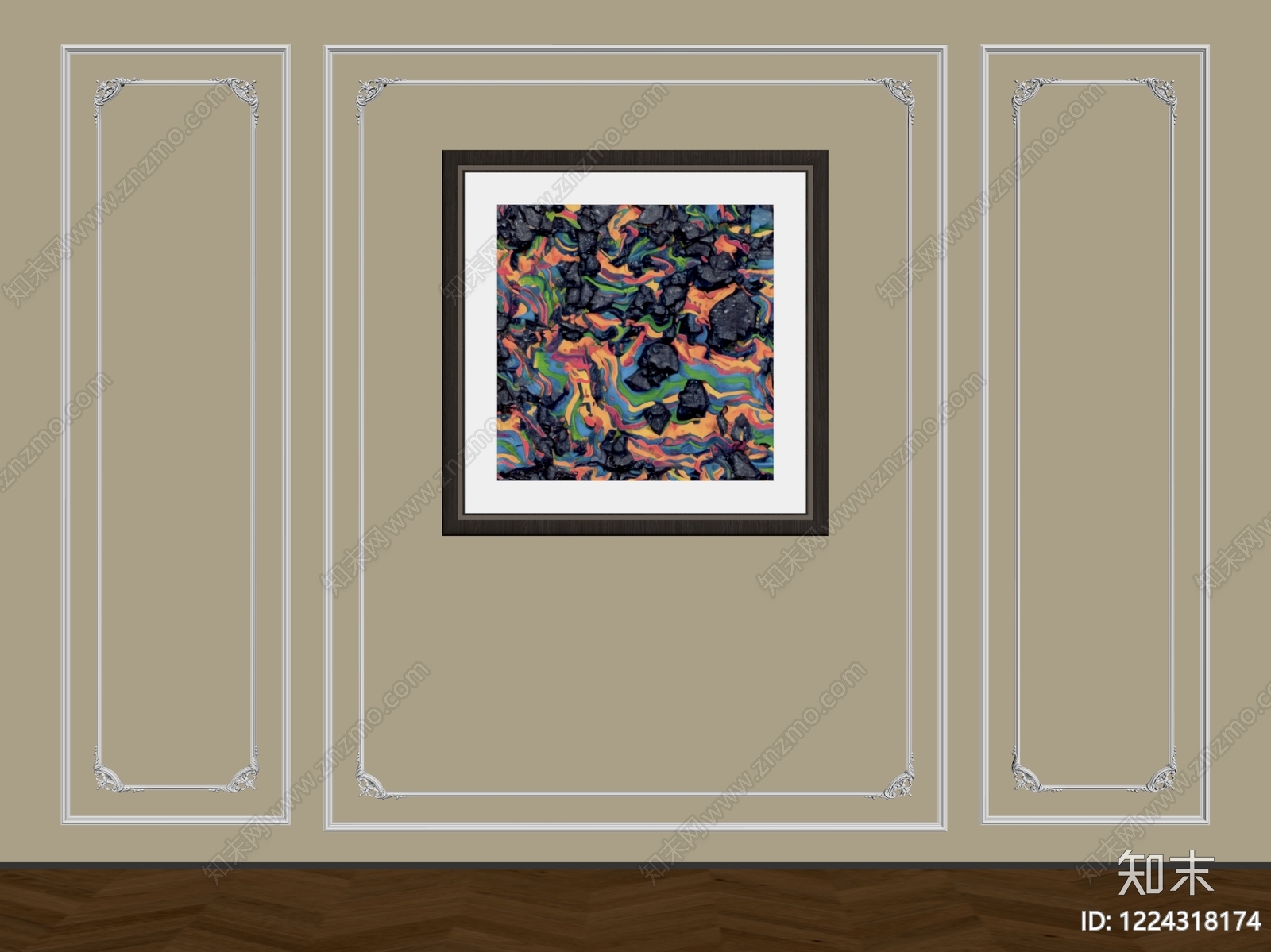 法式沙发背景墙3D模型下载【ID:1224318174】