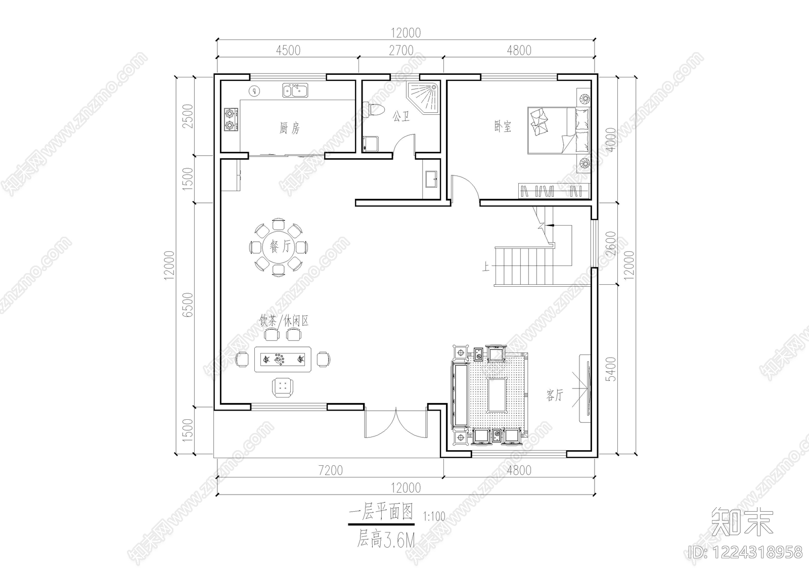 别墅建筑cad施工图下载【ID:1224318958】