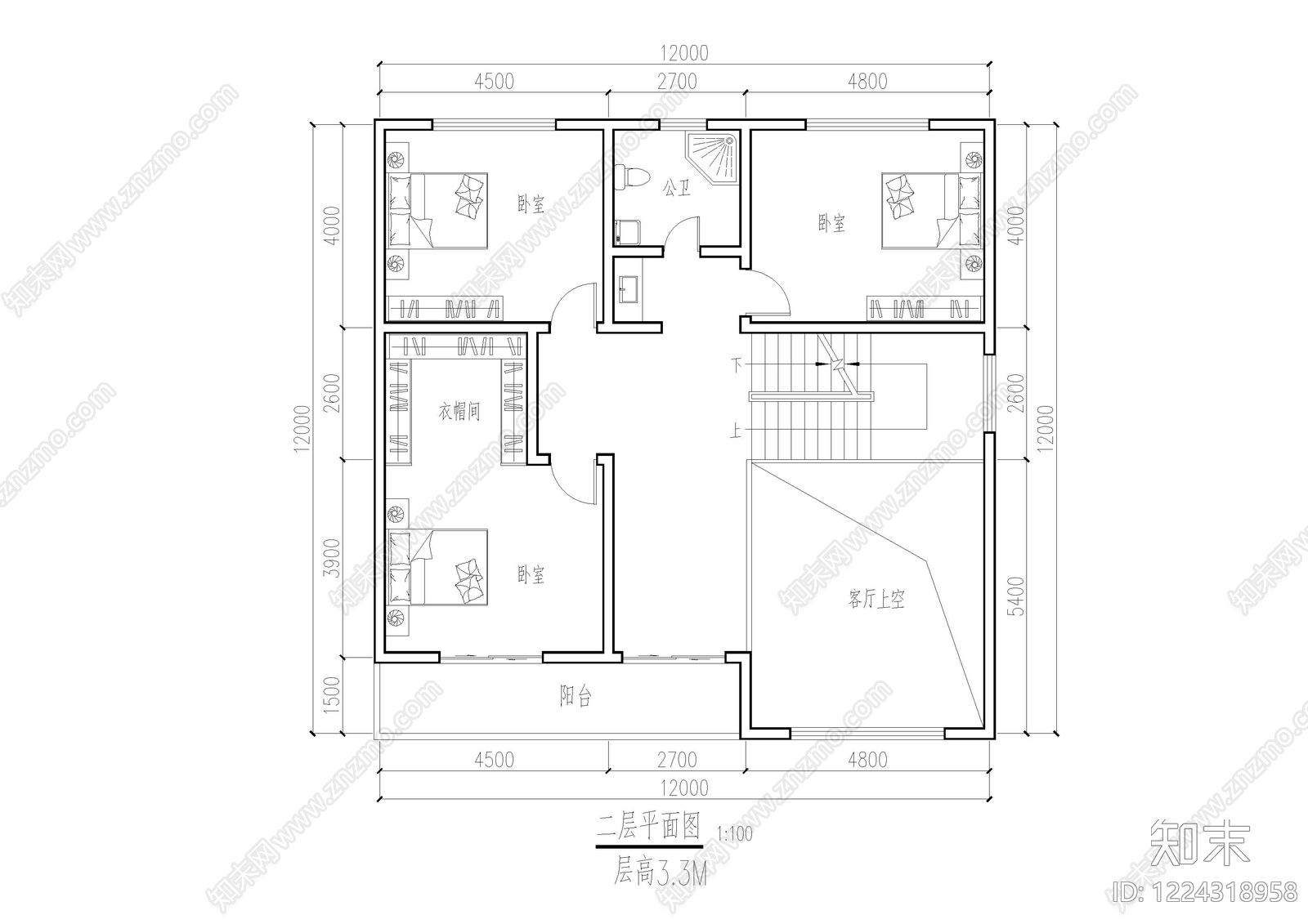 别墅建筑cad施工图下载【ID:1224318958】