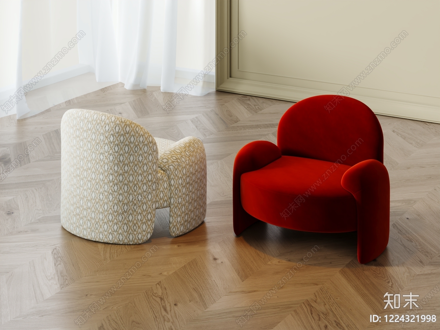 中古风单人沙发3D模型下载【ID:1224321998】