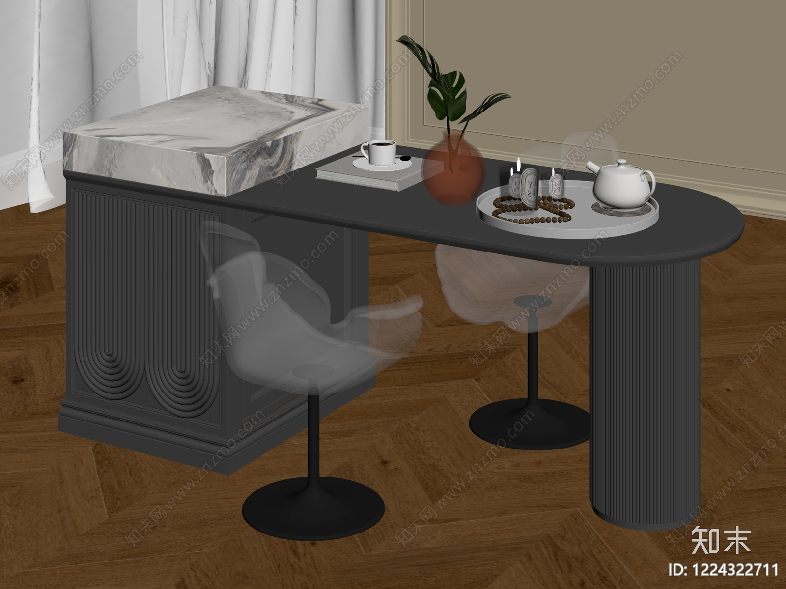 意式极简茶桌椅3D模型下载【ID:1224322711】