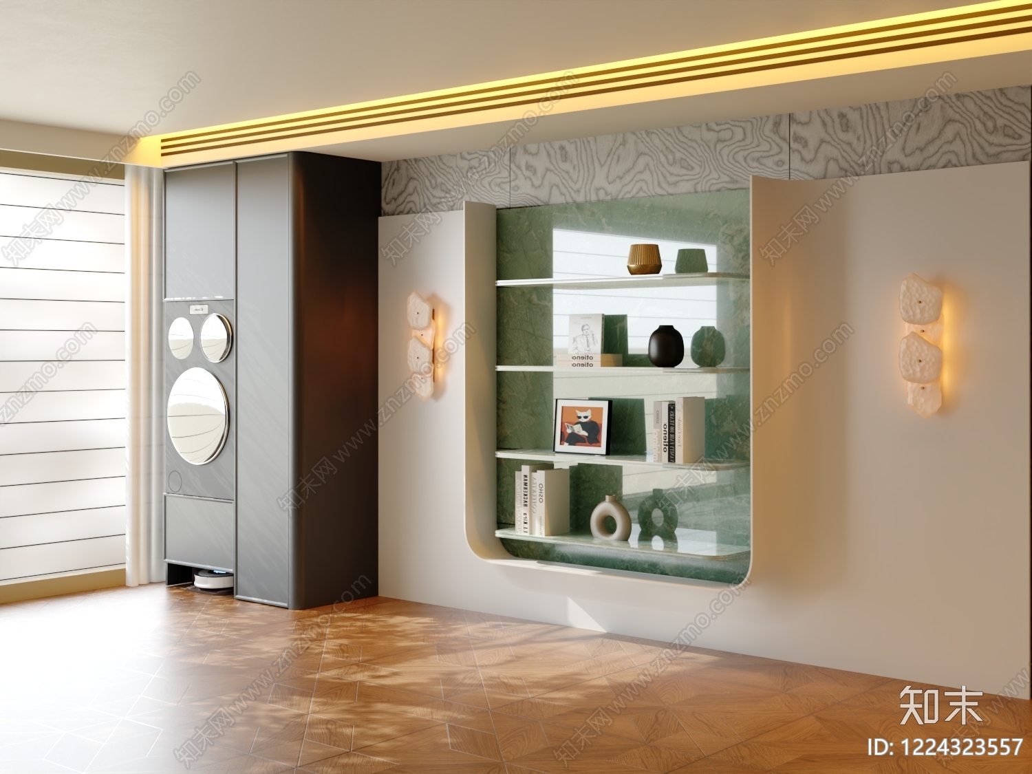 意式极简沙发背景墙3D模型下载【ID:1224323557】