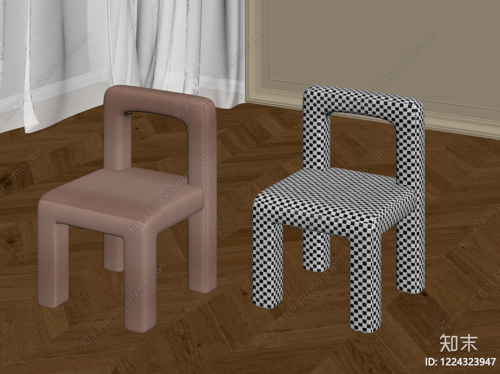极简餐椅3D模型下载【ID:1224323947】