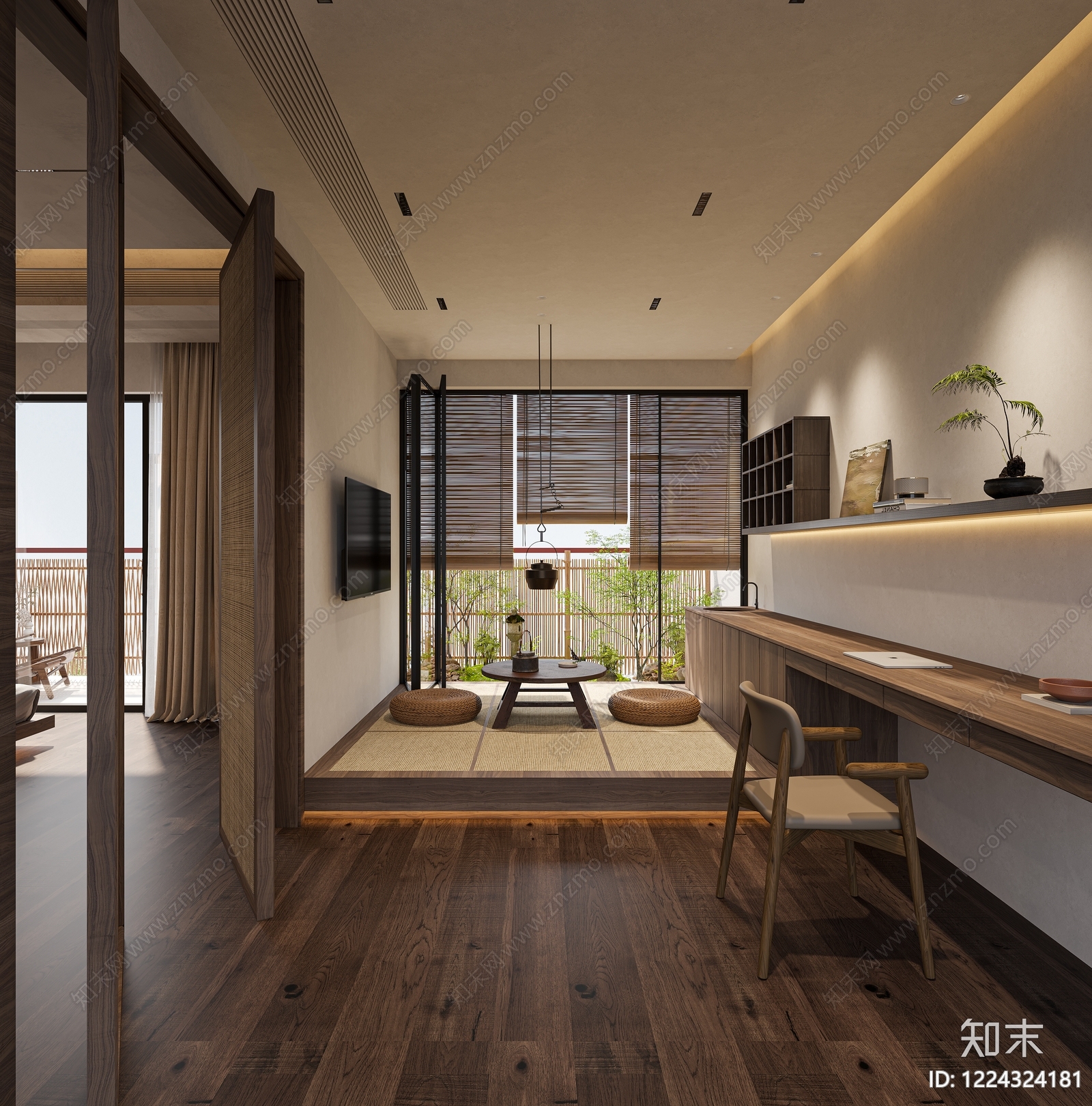 日式茶室3D模型下载【ID:1224324181】