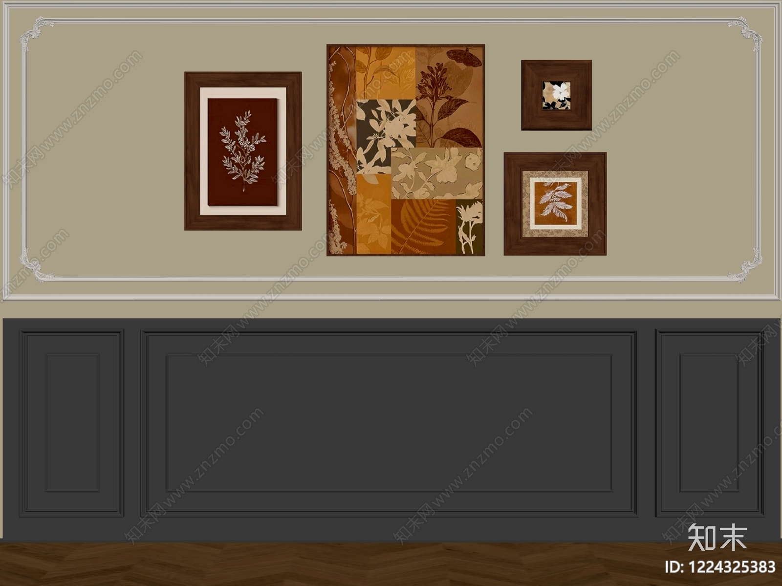 美式背景墙SU模型下载【ID:1224325383】