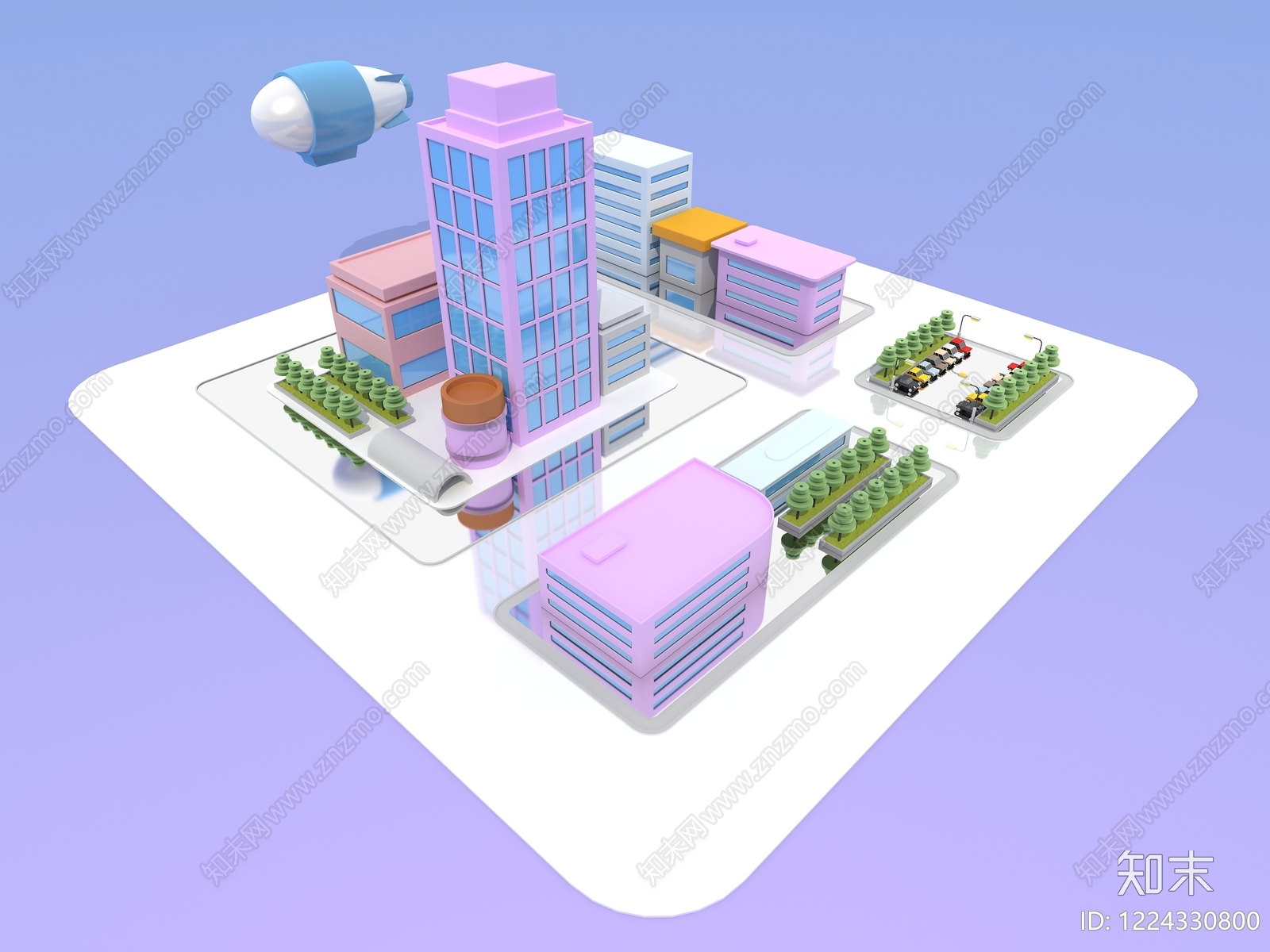 未来主义商业街3D模型下载【ID:1224330800】