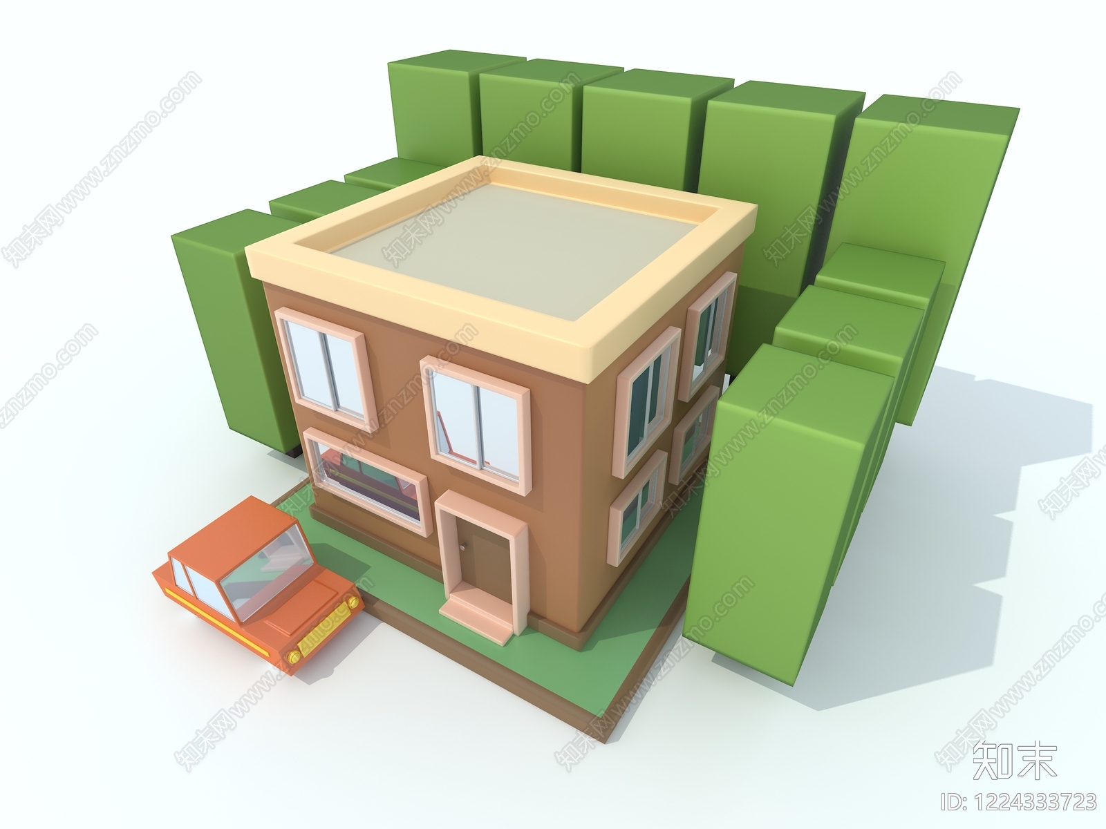 极简独栋别墅3D模型下载【ID:1224333723】