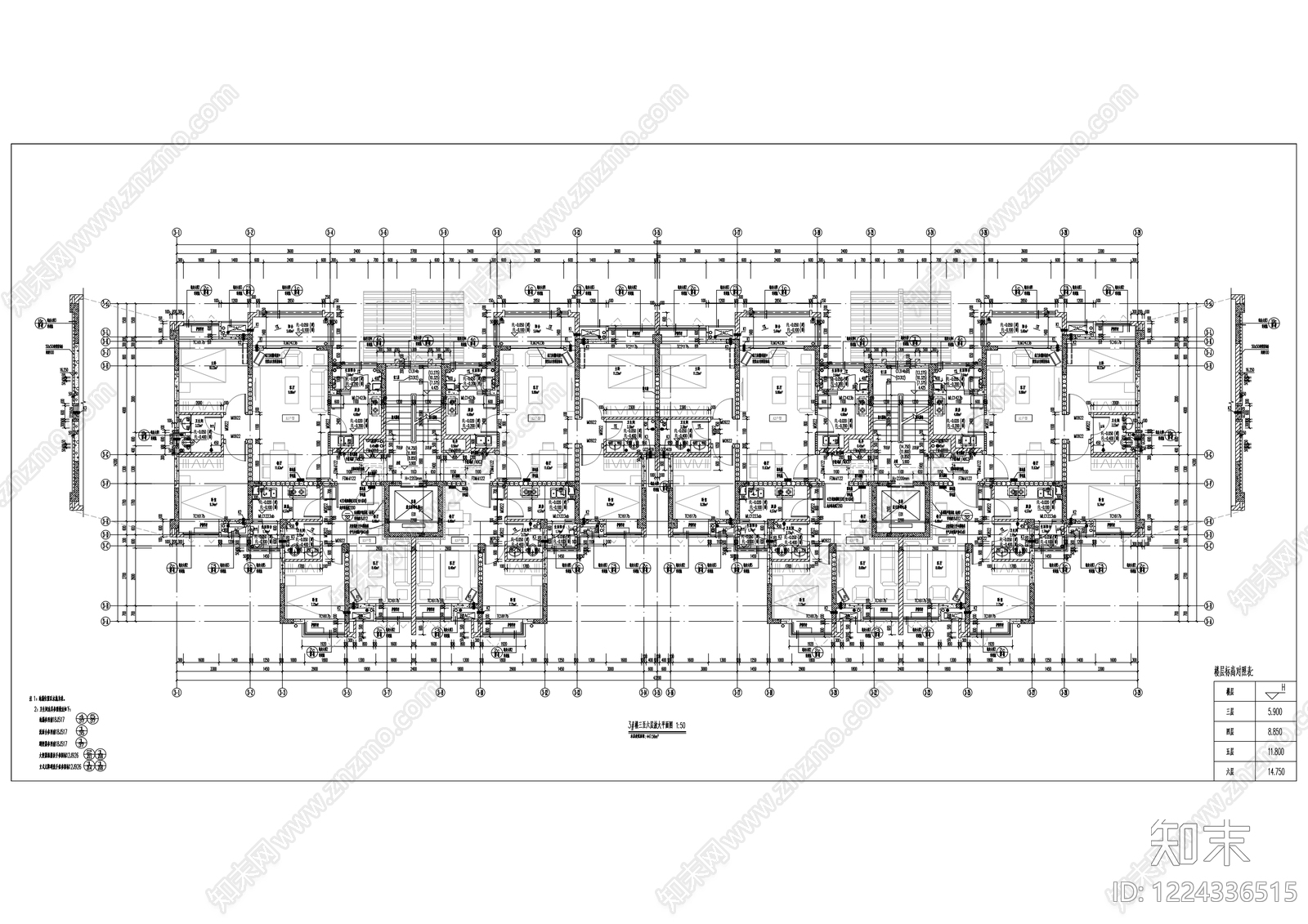 住宅楼建筑cad施工图下载【ID:1224336515】