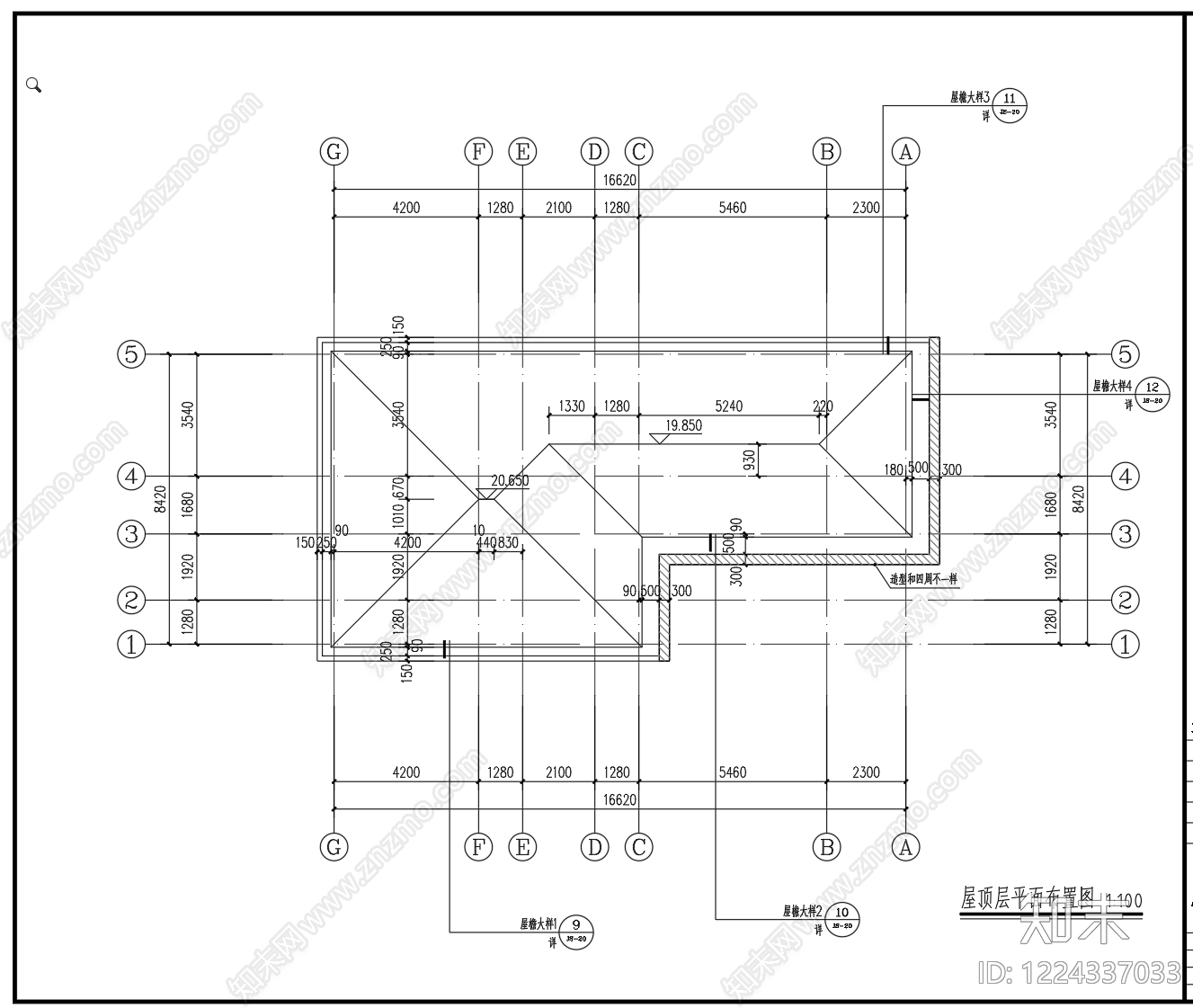 别墅建筑cad施工图下载【ID:1224337033】