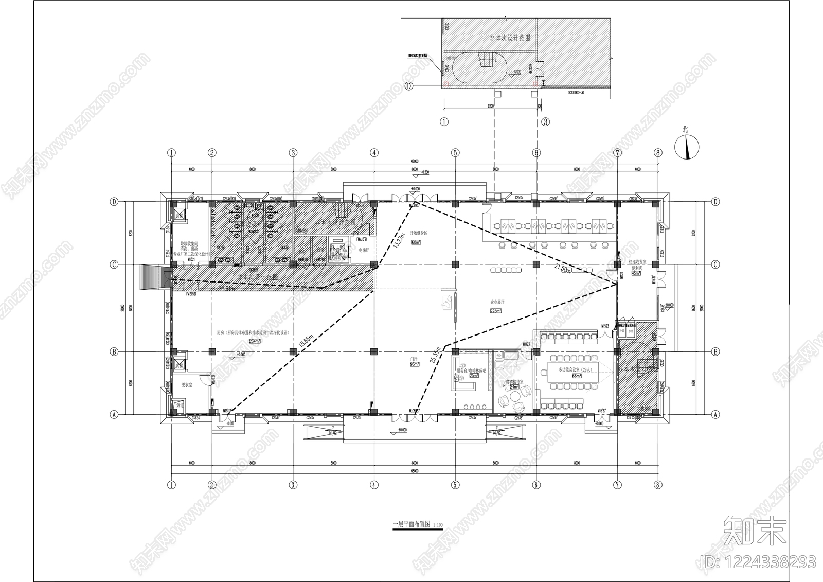 开放办公室cad施工图下载【ID:1224338293】