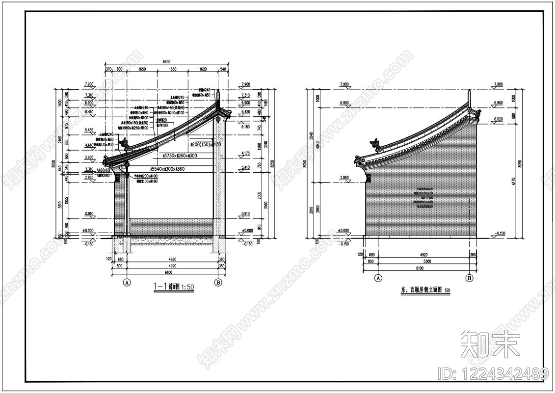 其他古建筑cad施工图下载【ID:1224342489】