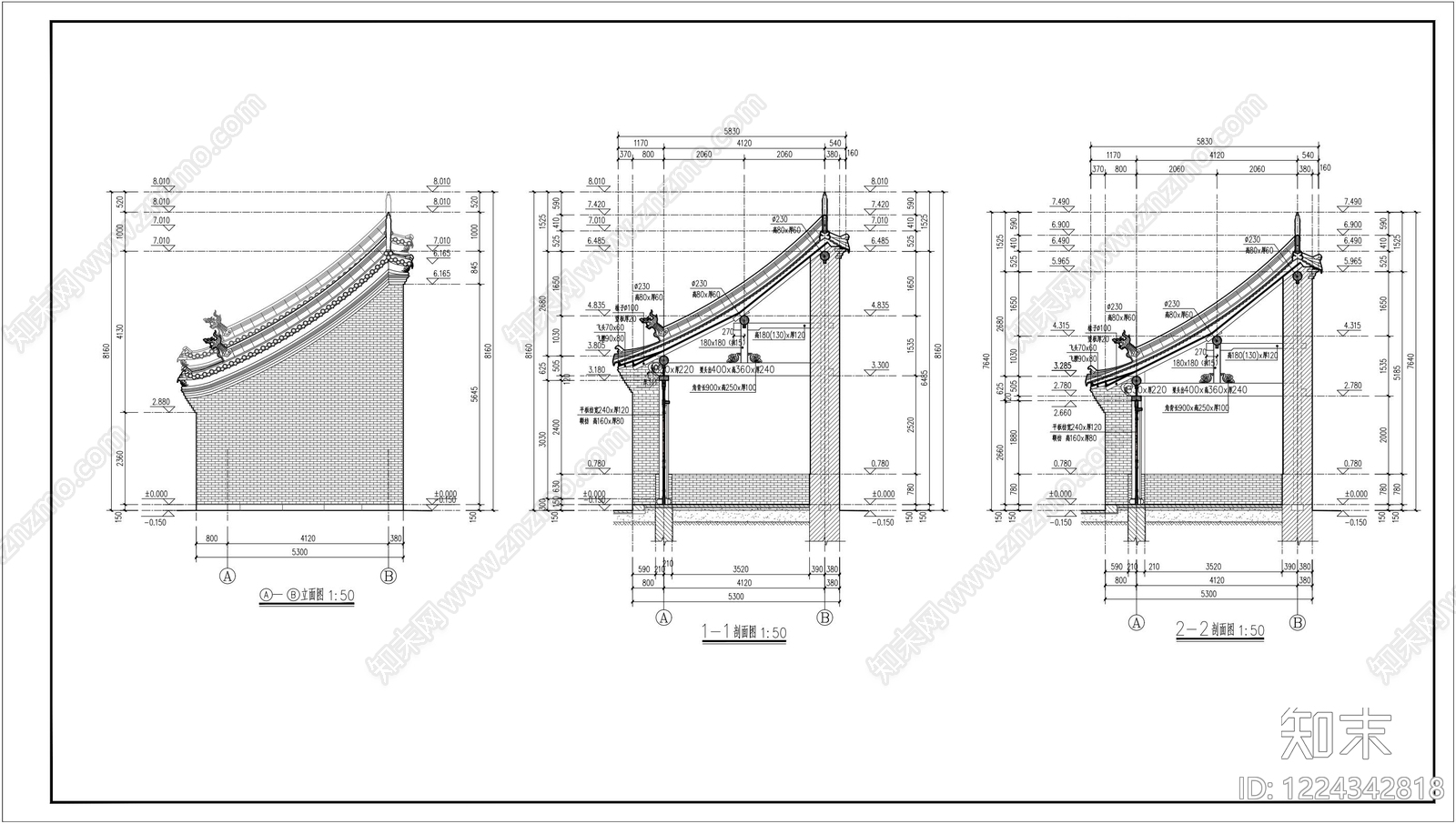 其他古建筑cad施工图下载【ID:1224342818】