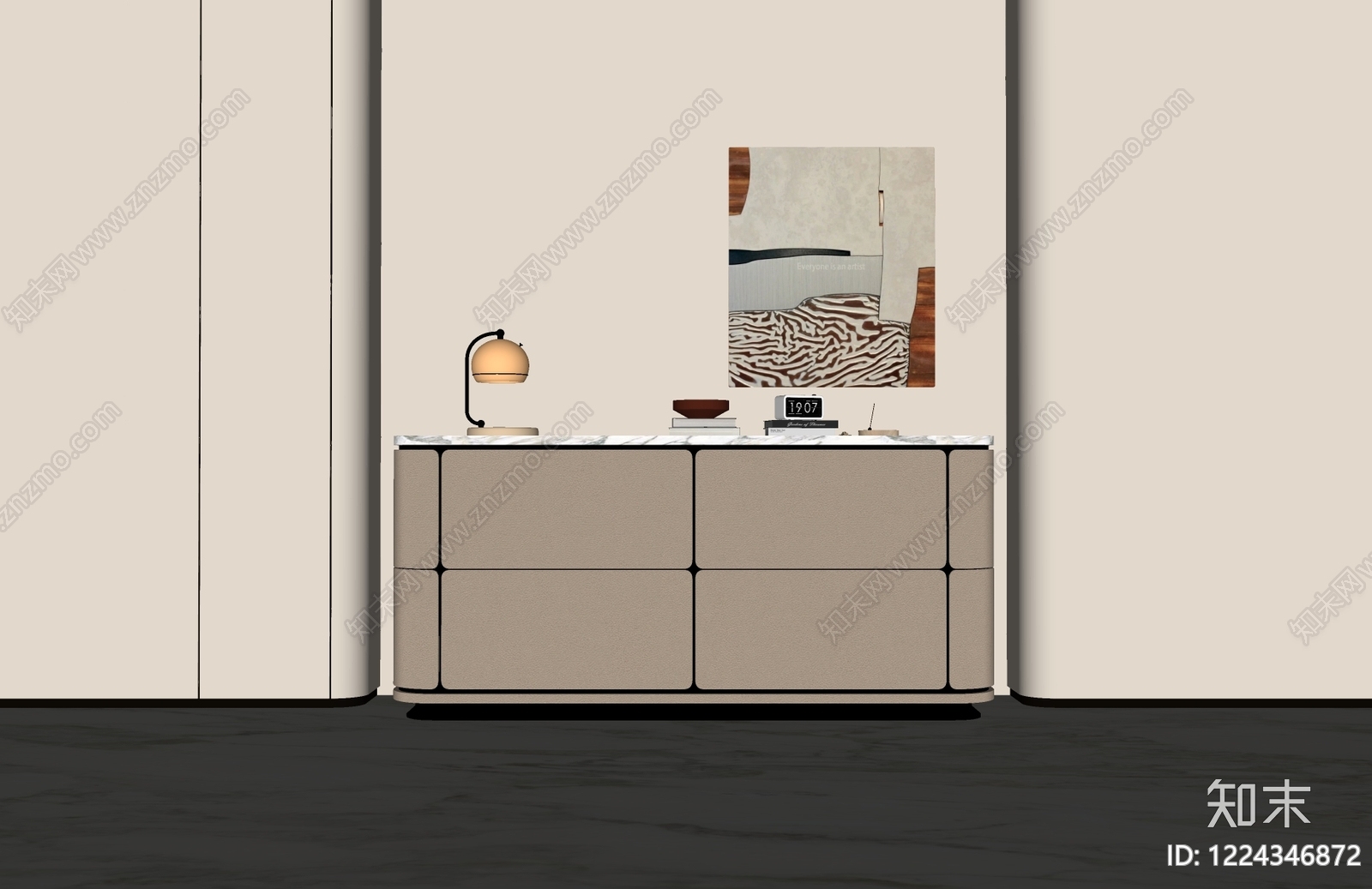 轻奢玄关柜SU模型下载【ID:1224346872】