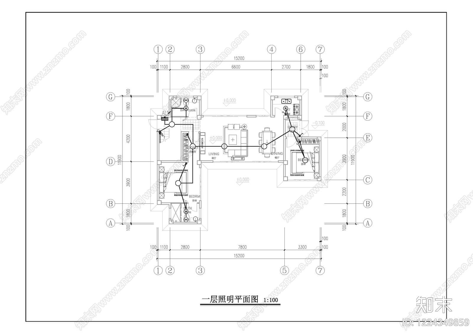 别墅建筑cad施工图下载【ID:1224349859】