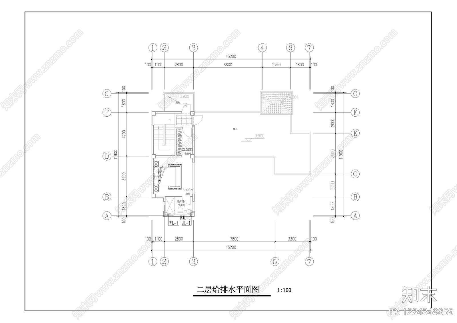 别墅建筑cad施工图下载【ID:1224349859】