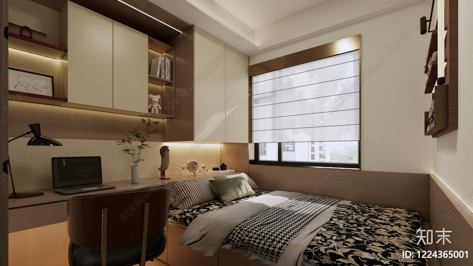 现代简约次卧SU模型下载【ID:1224365001】