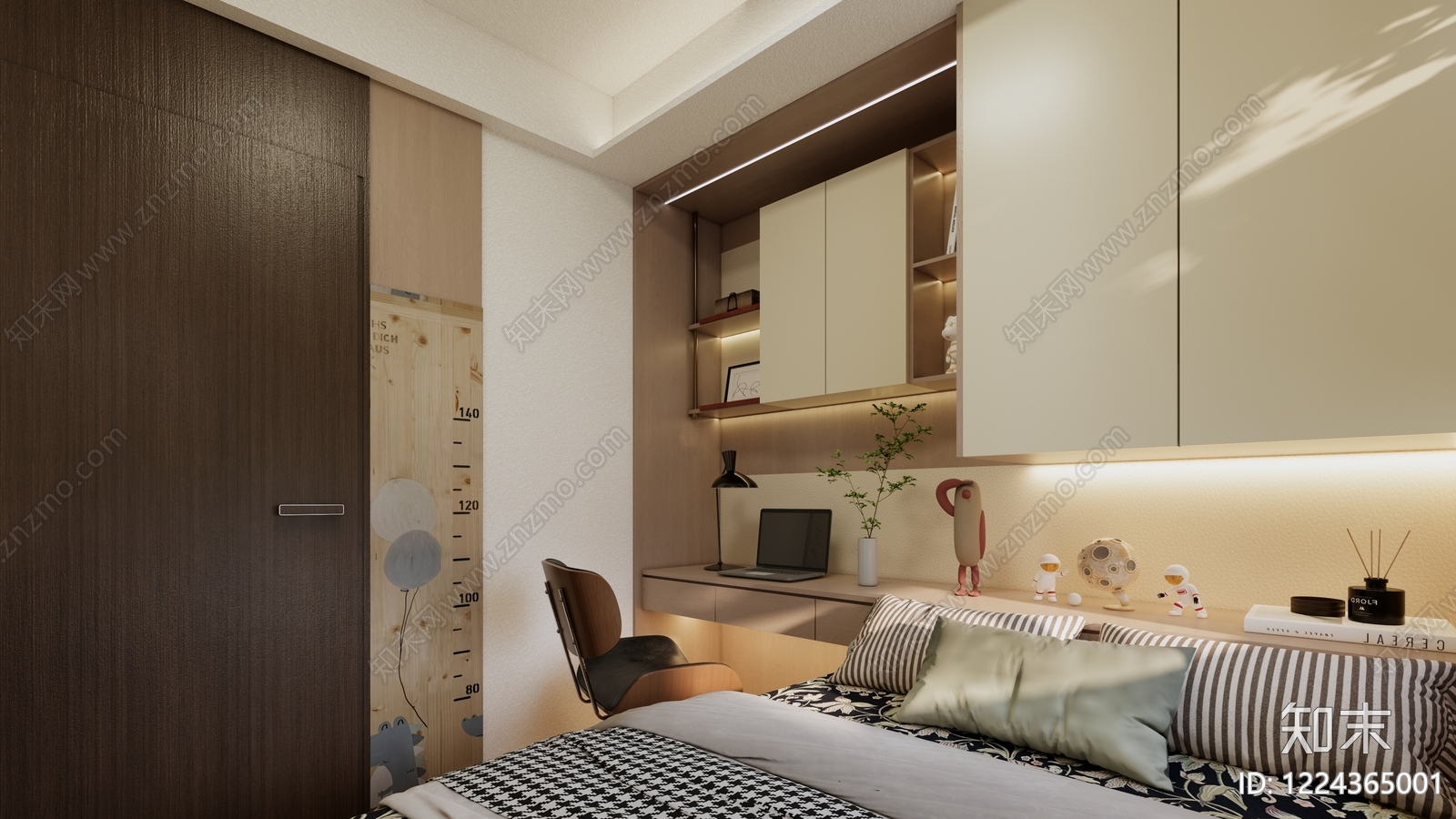现代简约次卧SU模型下载【ID:1224365001】