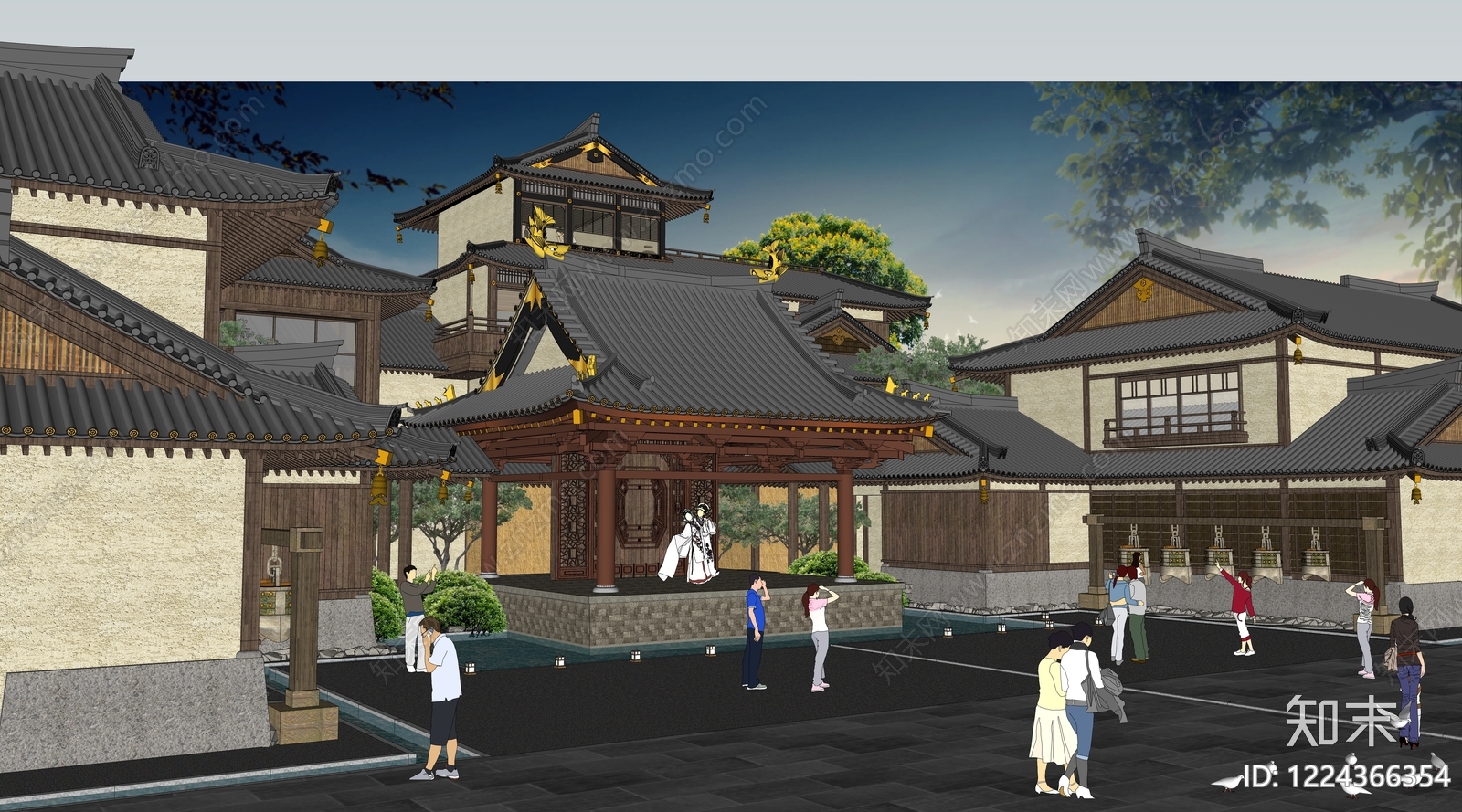中式古建古建筑SU模型下载【ID:1224366354】