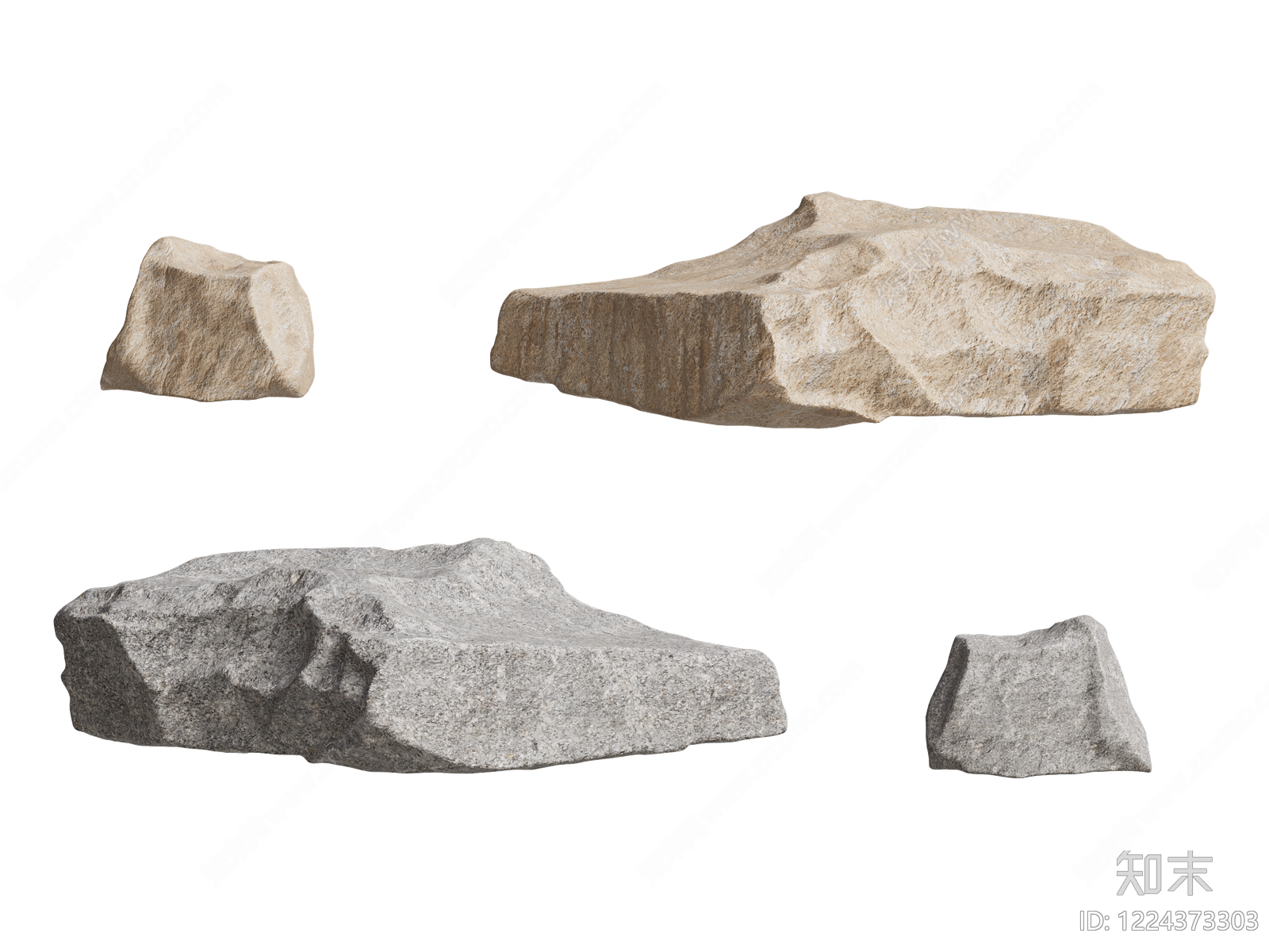 侘寂石头3D模型下载【ID:1224373303】
