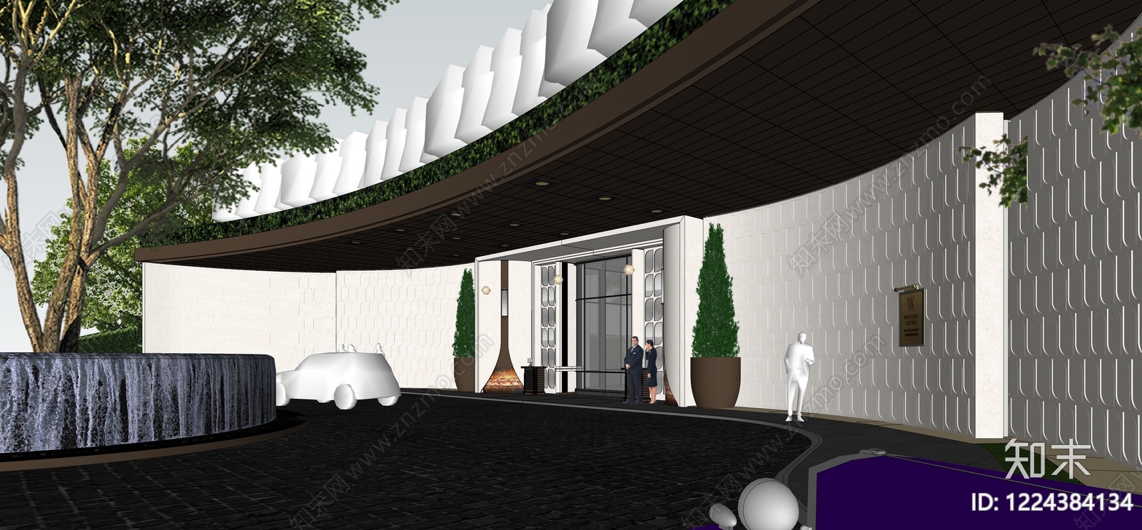 轻奢酒店入口SU模型下载【ID:1224384134】