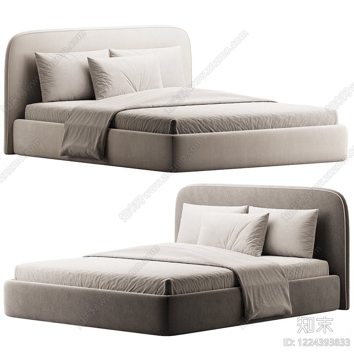 奶油风床品3D模型下载【ID:1224393833】