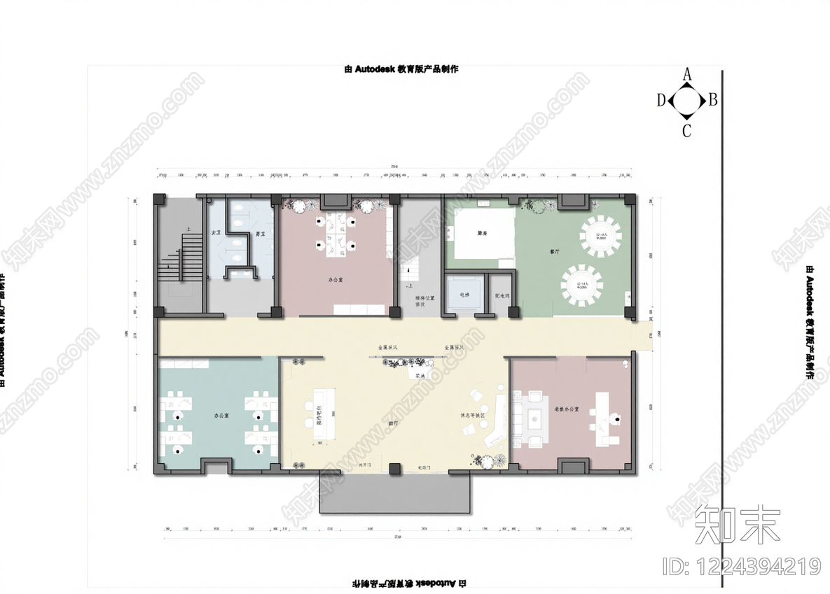 整体办公空间cad施工图下载【ID:1224394219】