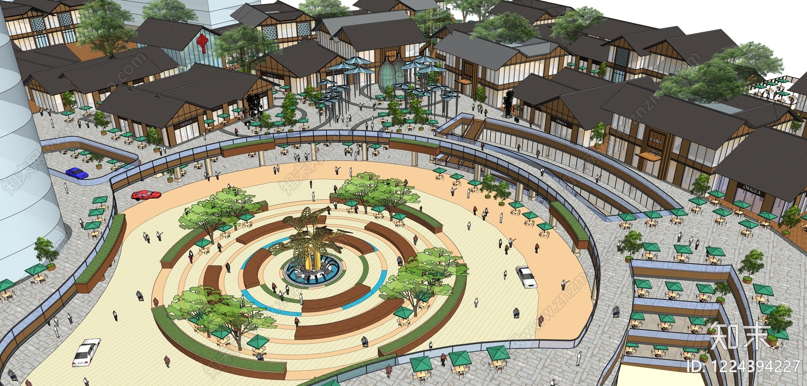 新中式景观商业街SU模型草图