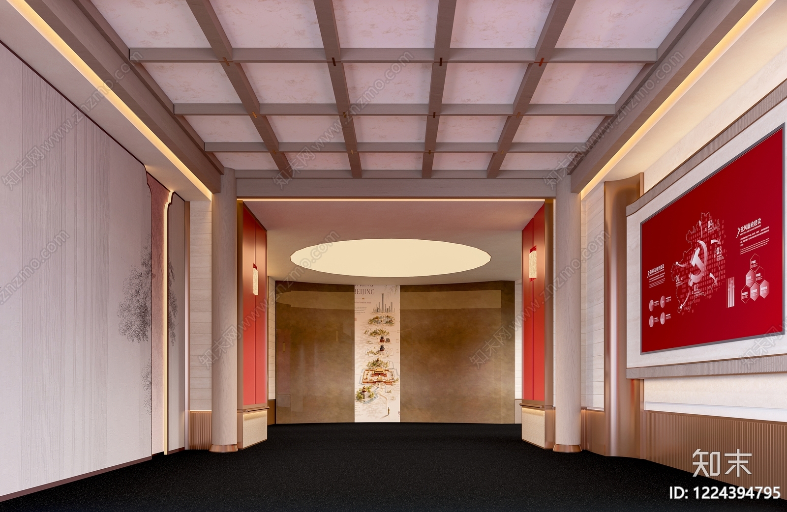 新中式党建展厅3D模型下载【ID:1224394795】