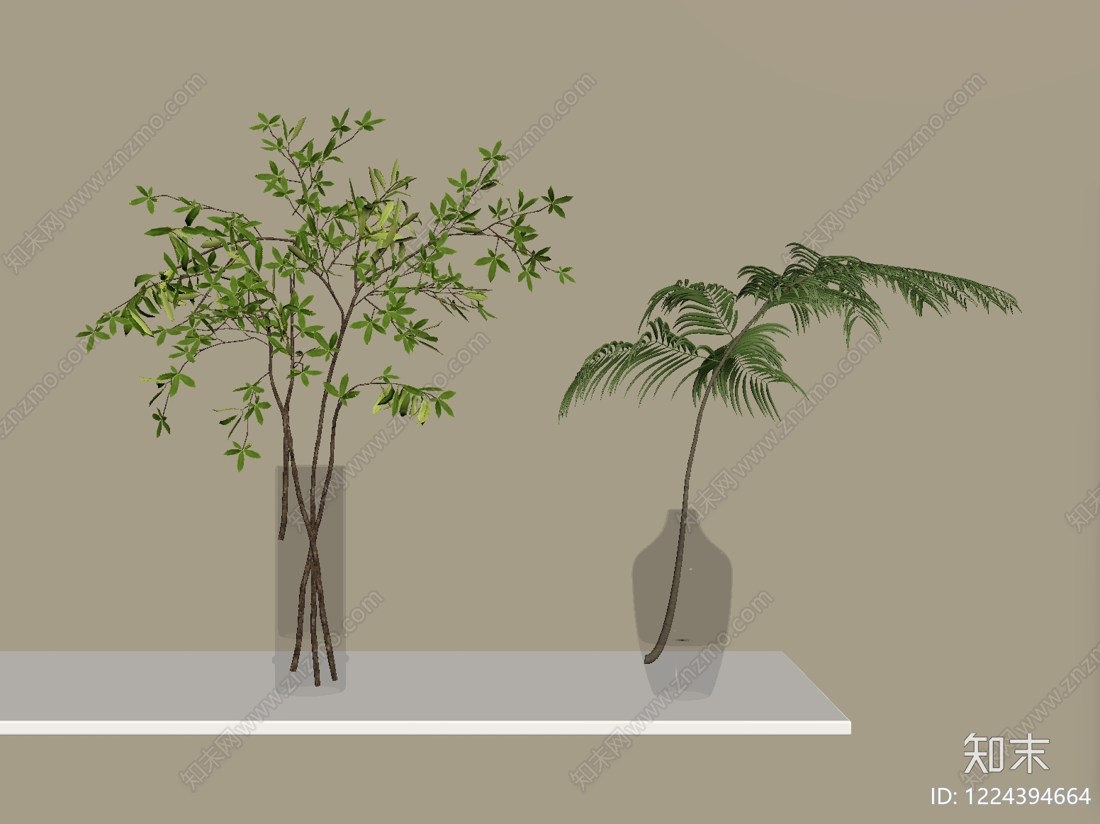 极简绿植摆件SU模型下载【ID:1224394664】