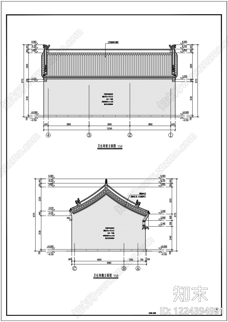 仿古建筑cad施工图下载【ID:1224394991】