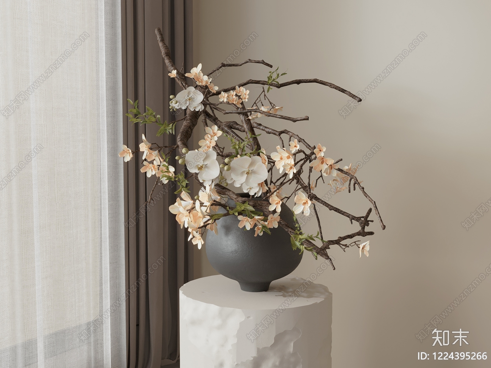 侘寂花艺SU模型下载【ID:1224395266】