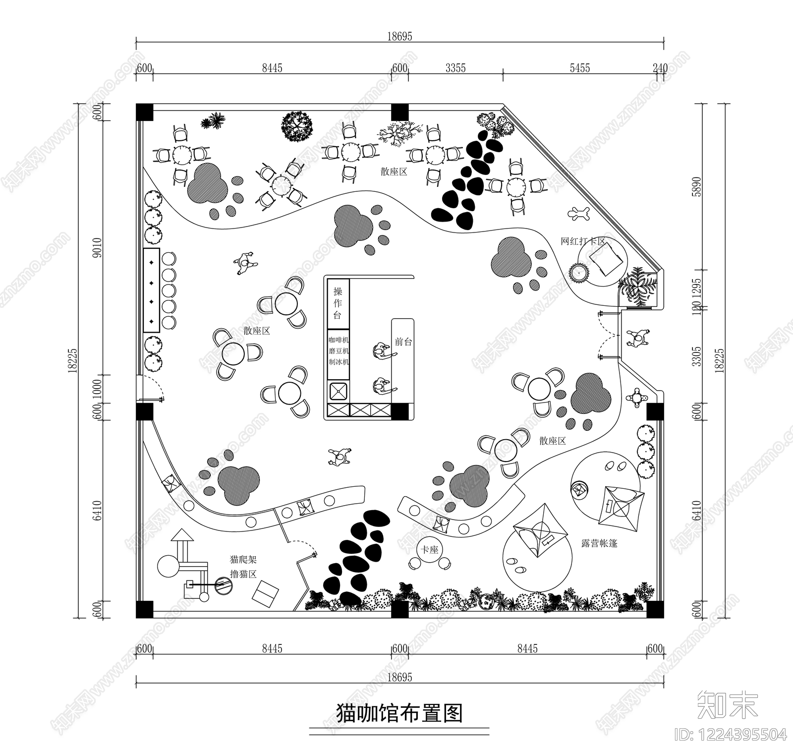 咖啡厅cad施工图下载【ID:1224395504】