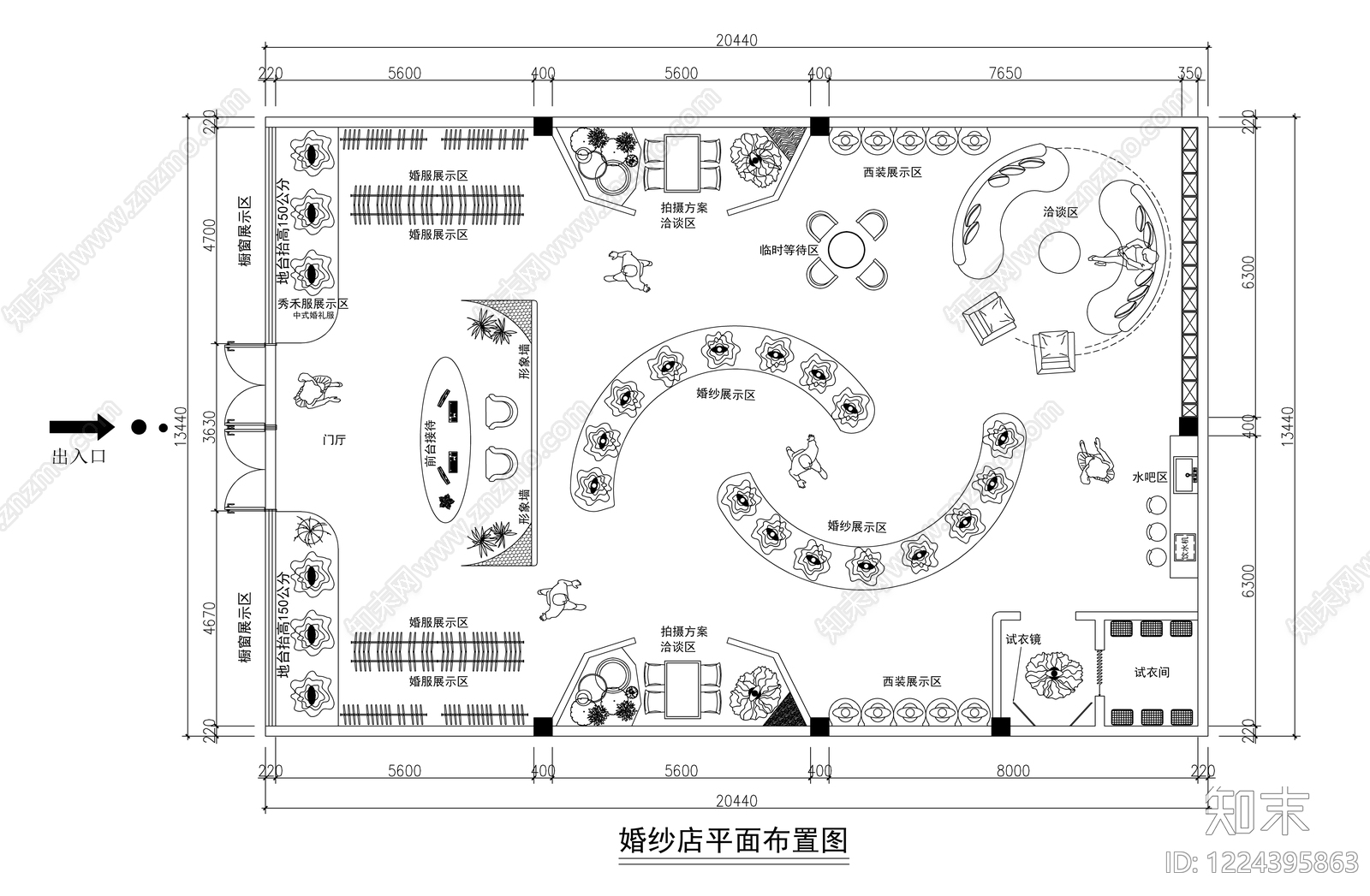 现代婚纱店CAD图纸
