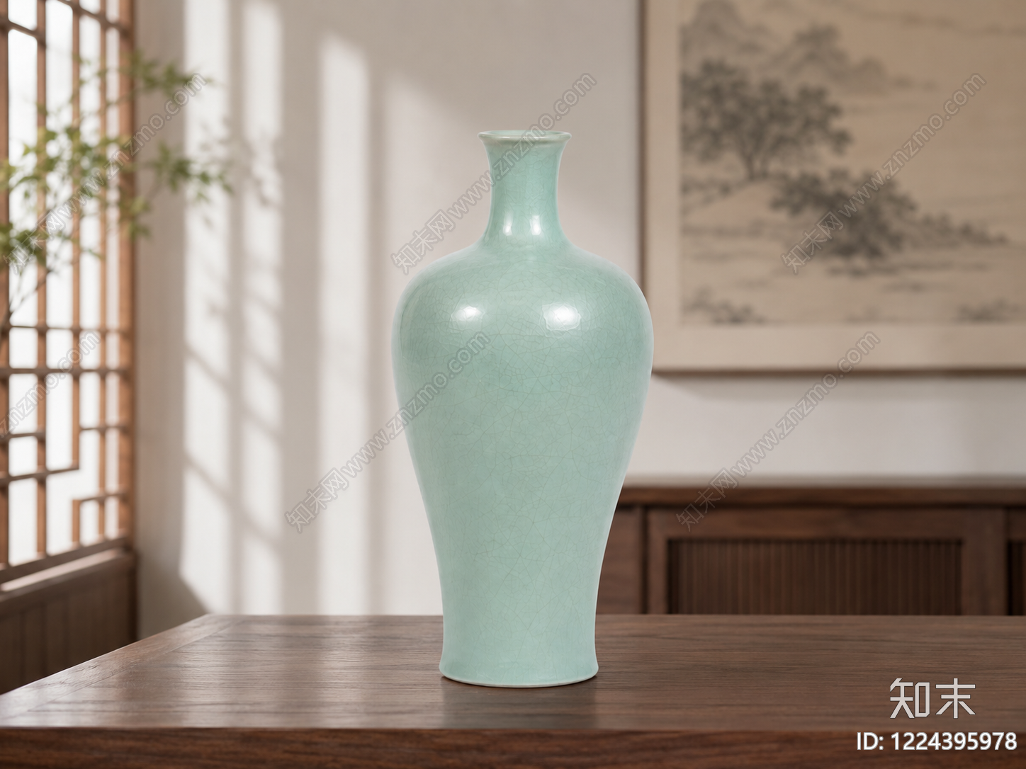 中式花瓶3D模型渲染效果图