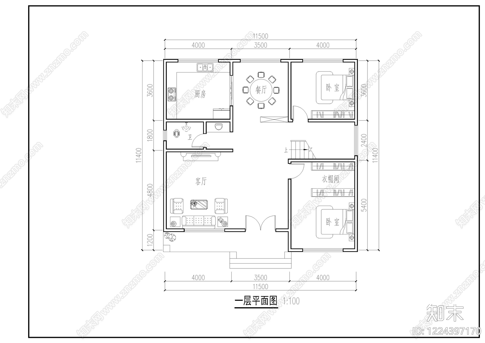别墅建筑cad施工图下载【ID:1224397170】