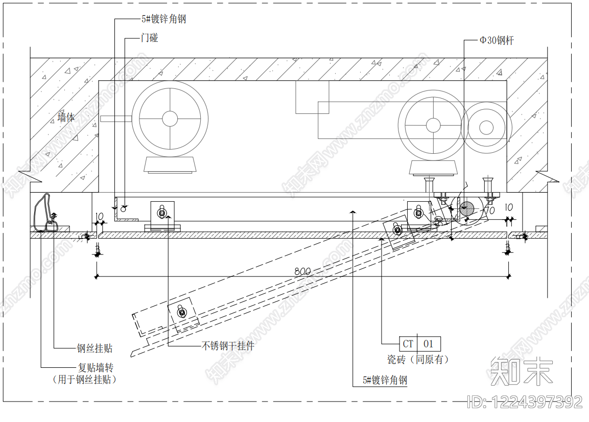 隐形门节点cad施工图下载【ID:1224397392】