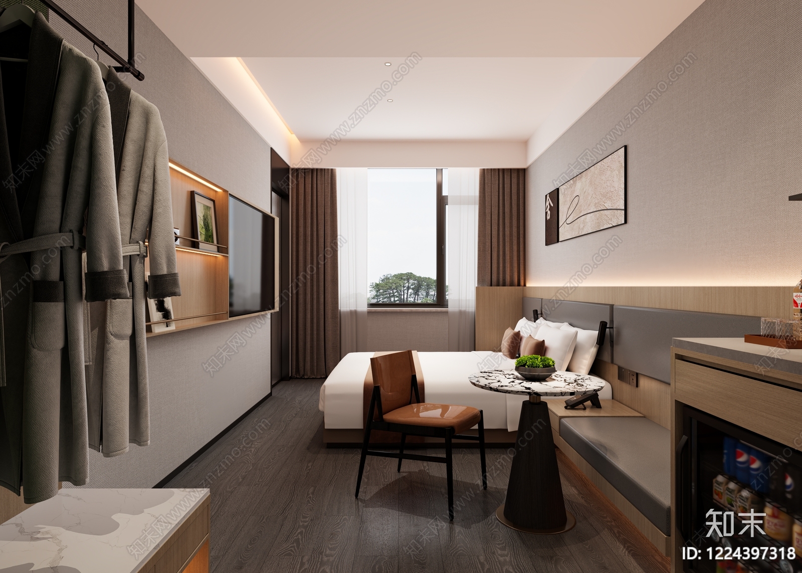 现代简约酒店客房3D模型下载【ID:1224397318】