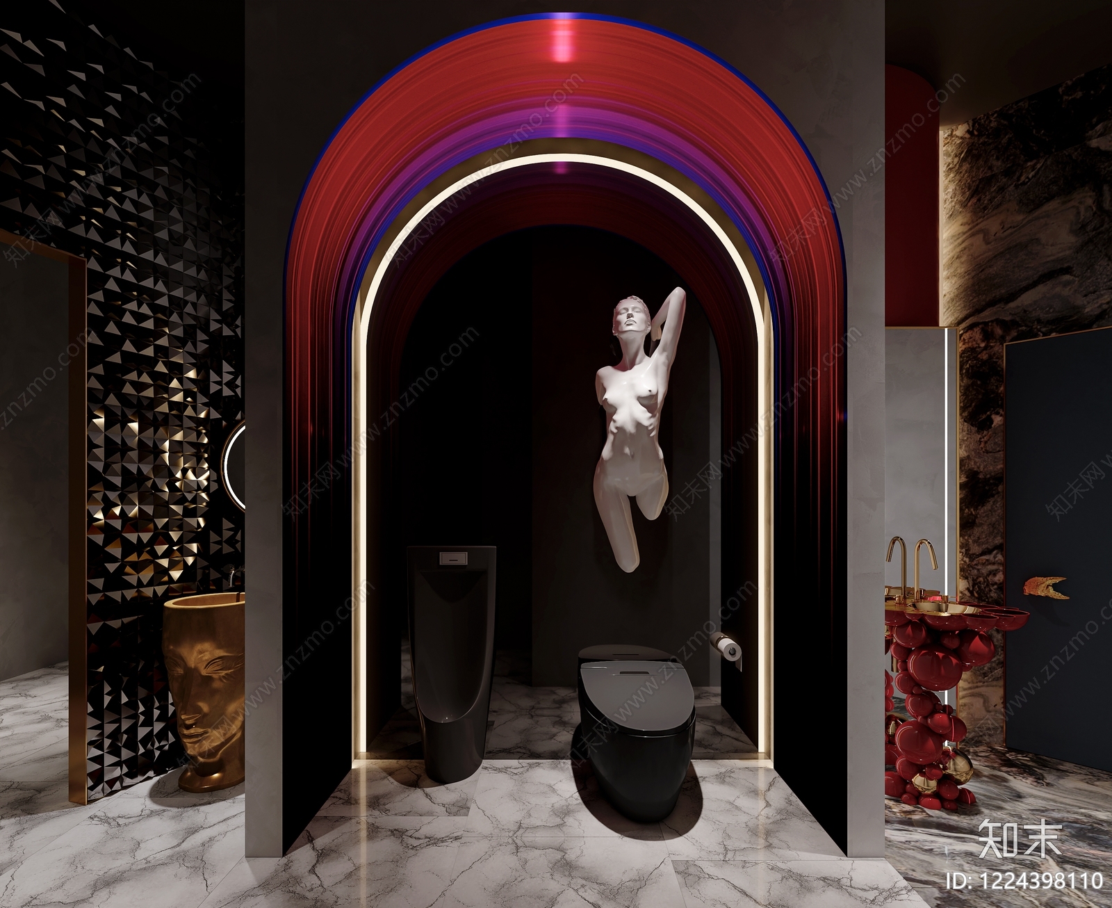 轻奢酒店卫生间3D模型下载【ID:1224398110】