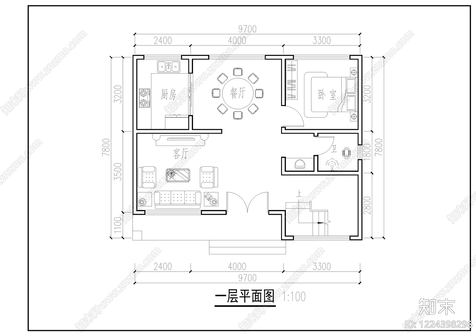 别墅建筑cad施工图下载【ID:1224398296】