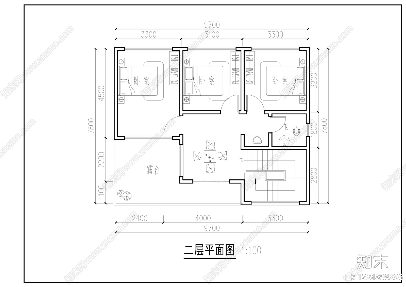 别墅建筑cad施工图下载【ID:1224398296】