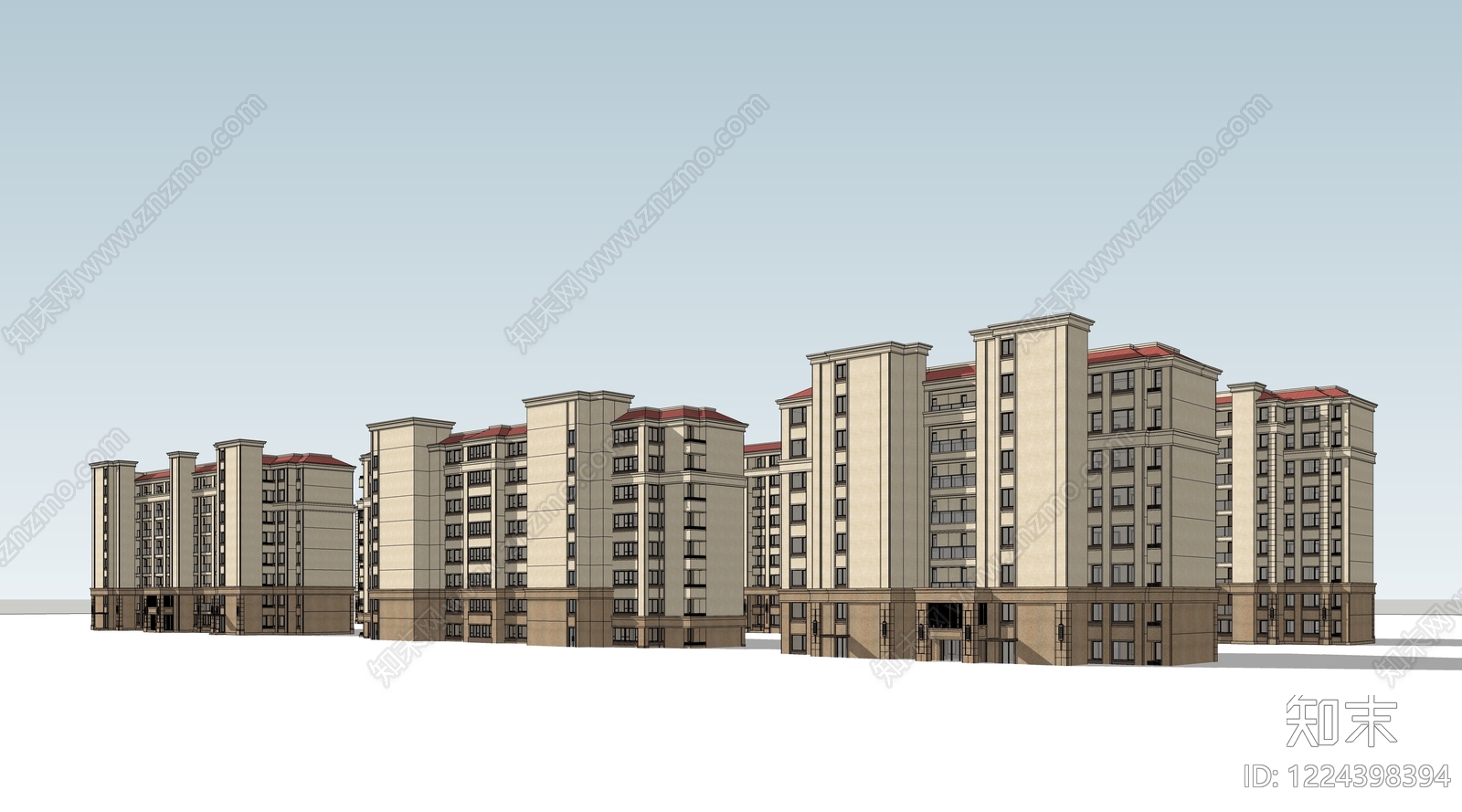 现代主义多层住宅SU模型下载【ID:1224398394】