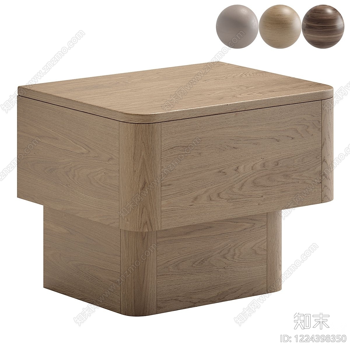 原木风床头柜3D模型下载【ID:1224398350】