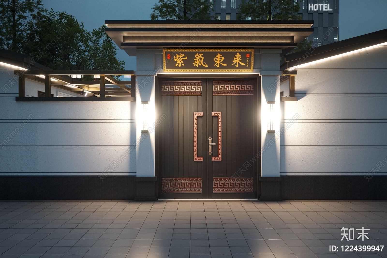 新中式四合院SU模型下载【ID:1224399947】