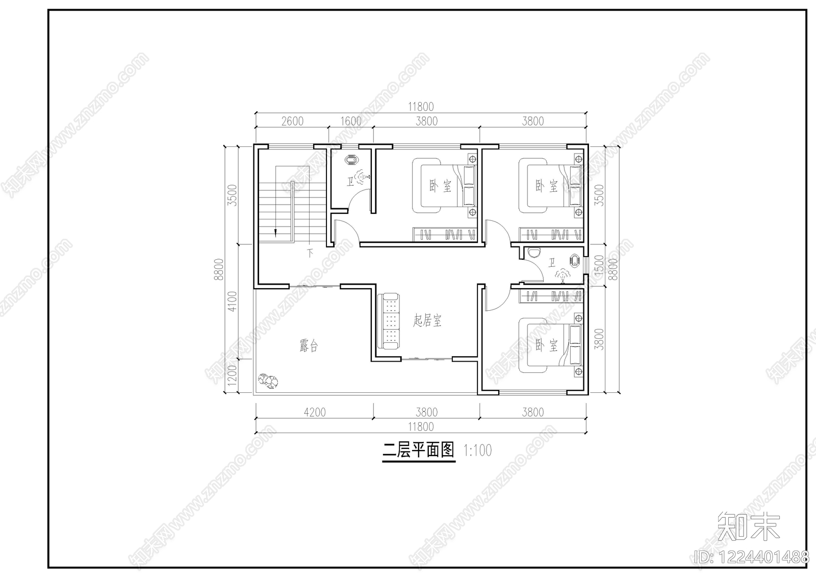 别墅建筑cad施工图下载【ID:1224401488】
