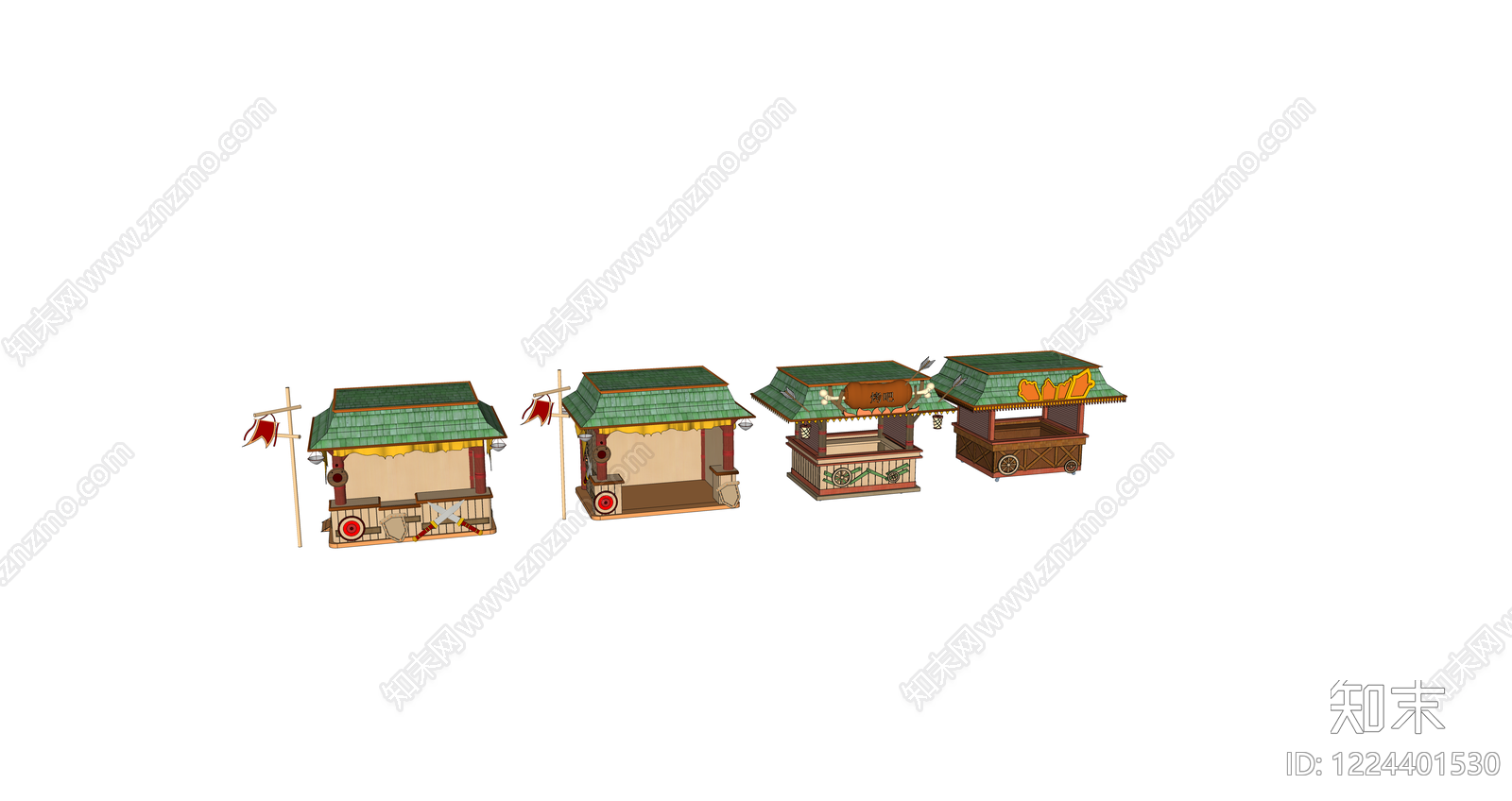 中式文旅美陈SU模型下载【ID:1224401530】